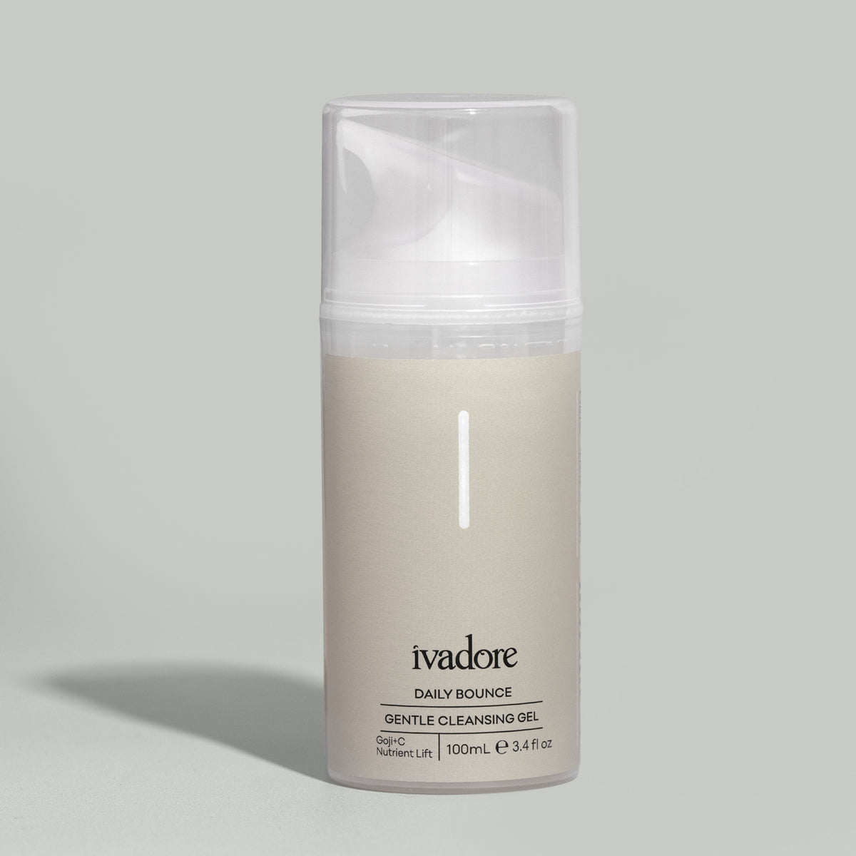 Daily Bounce Cleansing Gel Bottle on grey background with shadow